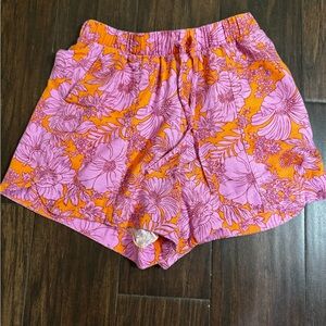 Universal Thread Floral High Waist Shorts - Orange and Pink